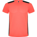 Unisex short-sleeve sports polyester t-shirt 130 g/m², Roly coral colour