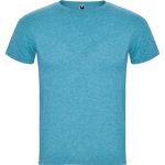 Men's heathered cotton and polyester t-shirt 150 g/m², Roly turquoise colour