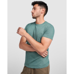 Men's heathered cotton and polyester t-shirt 150 g/m², Roly marbled green colour