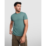 Men's heathered cotton and polyester t-shirt 150 g/m², Roly marbled green colour