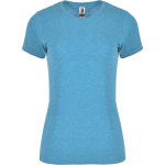 Women's heathered cotton and polyester t-shirt 150 g/m², Roly turquoise colour