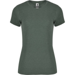 Women's heathered cotton and polyester t-shirt 150 g/m², Roly marbled green colour