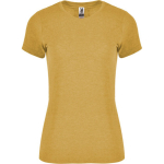 Women's heathered cotton and polyester t-shirt 150 g/m², Roly dark yellow colour