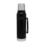 Stainless steel bottle with drinking cup, 1 L, Stanley Classic matt black colour second front view