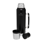 Stainless steel bottle with drinking cup, 1 L, Stanley Classic matt black colour