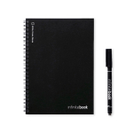 Reusable notebook with flexible cover and marker, A5, plain pages black colour first view