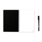 Reusable notebook with flexible cover and marker, A5, plain pages black colour