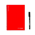 Reusable notebook with flexible cover and marker, A5, plain pages red colour first view
