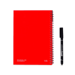 Reusable notebook with flexible cover and marker, A5, plain pages red colour second view