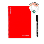 Reusable notebook with flexible cover and marker, A5, plain pages red colour third view
