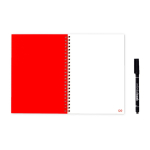 Reusable notebook with flexible cover and marker, A5, plain pages red colour