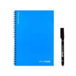 Reusable notebook with flexible cover and marker, A5, plain pages royal blue colour first view