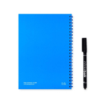 Reusable notebook with flexible cover and marker, A5, plain pages royal blue colour second view