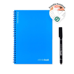 Reusable notebook with flexible cover and marker, A5, plain pages royal blue colour third view