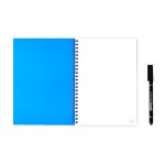 Reusable notebook with flexible cover and marker, A5, plain pages royal blue colour