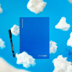 Reusable notebook with flexible cover and marker, A5, plain pages royal blue colour still life view