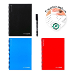 Reusable notebook with flexible cover and marker, A5, plain pages various colours