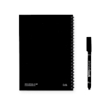 Reusable notebook with flexible cover and marker, A5, lined pages black colour second view