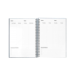 Reusable A5 hardback notebook with InfiniteBook scan black ink navy-blue colour fifth view