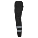 Unisex work trousers with reflective elements, 240 g/m2, Velilla black colour third view