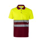 Two-tone reflective work polo shirt, polyester, 160 g/m2, Velilla burgundy colour second view