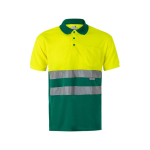 Two-tone reflective work polo shirt, polyester, 160 g/m2, Velilla green colour second view