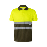 Two-tone reflective work polo shirt, polyester, 160 g/m2, Velilla military green colour second view