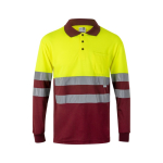 Long-sleeved work polo shirt with reflective elements, 160 g/m2, Velilla burgundy colour second view
