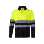 Long-sleeved work polo shirt with reflective elements, 160 g/m2, Velilla black colour second view