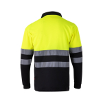 Long-sleeved work polo shirt with reflective elements, 160 g/m2, Velilla black colour