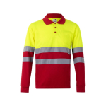 Long-sleeved work polo shirt with reflective elements, 160 g/m2, Velilla red colour second view