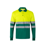 Long-sleeved work polo shirt with reflective elements, 160 g/m2, Velilla green colour second view