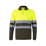 Long-sleeved work polo shirt with reflective elements, 160 g/m2, Velilla military green colour second view