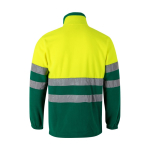 Unisex fleece work jacket with reflective elements, 280 g/m2, Velilla green colour