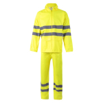 Work rain suit, polyester with reflective elements, 130 g/m2, Velilla neon yellow colour second view