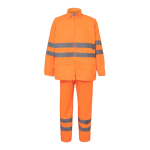 Work rain suit, polyester with reflective elements, 130 g/m2, Velilla neon orange colour second view