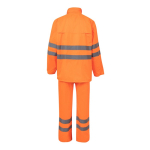 Work rain suit, polyester with reflective elements, 130 g/m2, Velilla neon orange colour