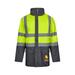 4-in-1 polyester work parka, PU-coated, 180 g/m2, Velilla grey colour image with logo