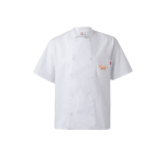 Short-sleeved chef's jacket, polyester and cotton, 110 g/m2, Velilla white colour image with logo