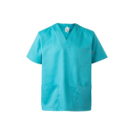 Short-sleeved twill tunic, polyester and cotton, 190 g/m2, Velilla turquoise colour