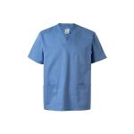 Short-sleeved twill tunic, polyester and cotton, 190 g/m2, Velilla pastel blue colour