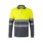 Unisex long-sleeved piqué polo, cotton, polyester, 150 g/m2, Velilla grey colour second view