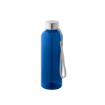 RPET bottle with translucent finish and steel lid, 600 ml blue colour