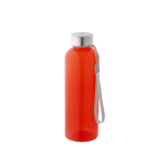RPET bottle with translucent finish and steel lid, 600 ml red colour