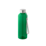 RPET bottle with translucent finish and steel lid, 600 ml green colour