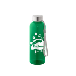 RPET bottle with translucent finish and steel lid, 600 ml green colour image with logo