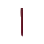 Recycled aluminium ballpoint pen with rubber finish, blue ink burgundy colour