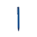 Recycled aluminium ballpoint pen with rubber finish, blue ink blue colour