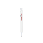 Recycled aluminium ballpoint pen with rubber finish, blue ink white colour image with logo
