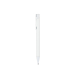 Recycled aluminium ballpoint pen with rubber finish, blue ink white colour